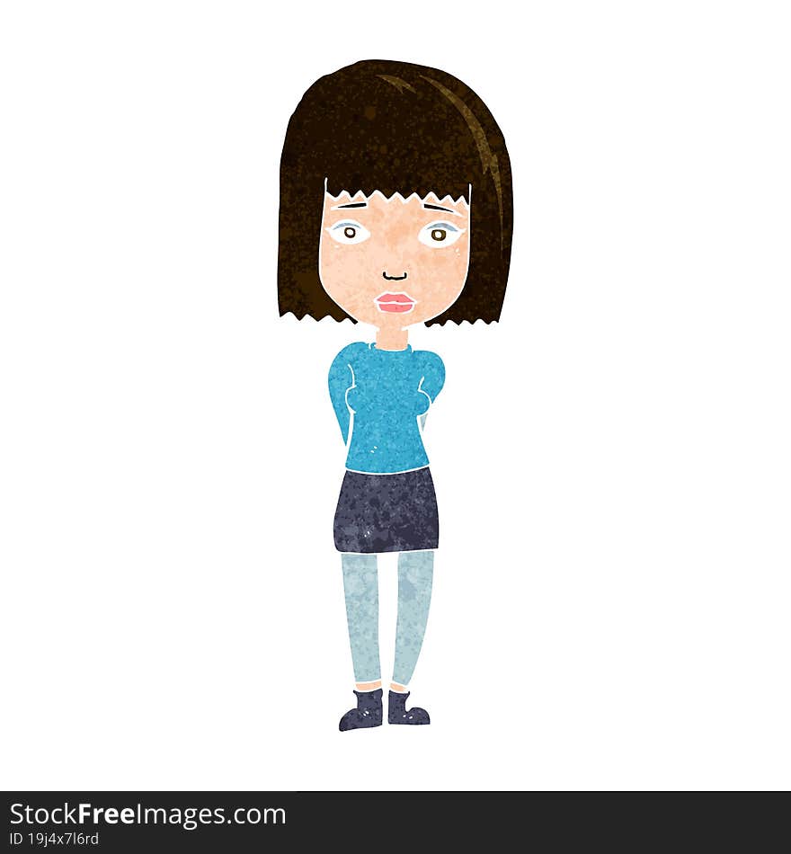 cartoon serious girl