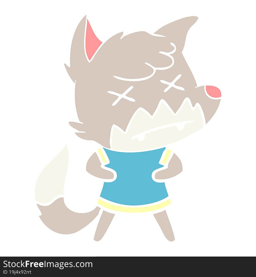 flat color style cartoon dead fox