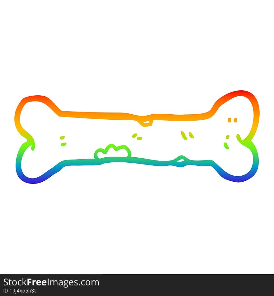 rainbow gradient line drawing cartoon bone