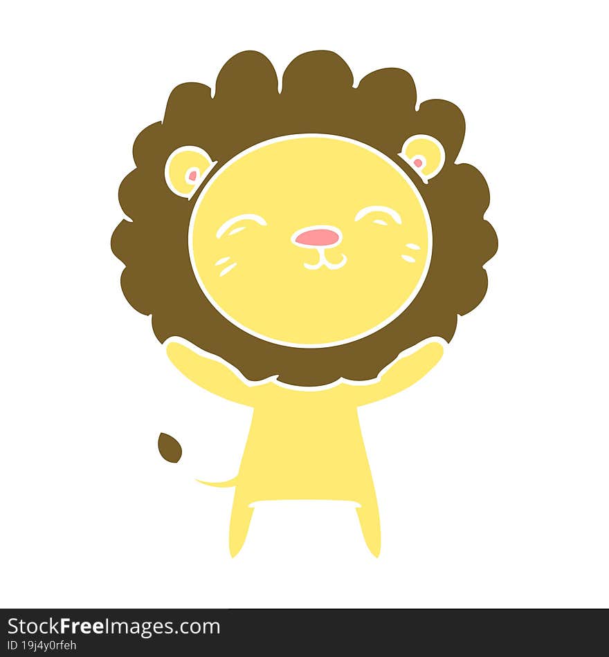 Flat Color Style Cartoon Lion