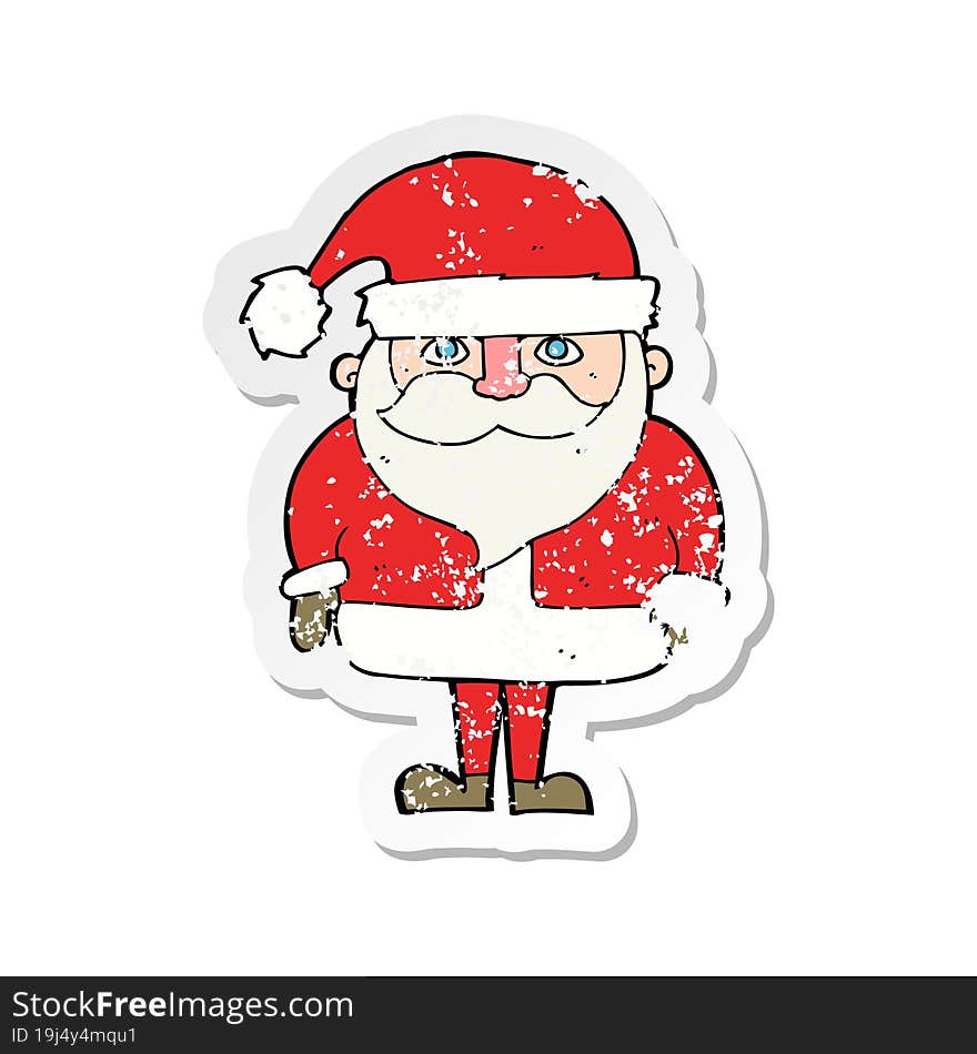 retro distressed sticker of a cartoon santa claus