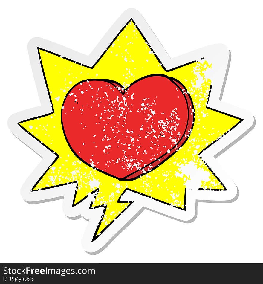 Cartoon Heart And Speech Bubble Distressed Sticker