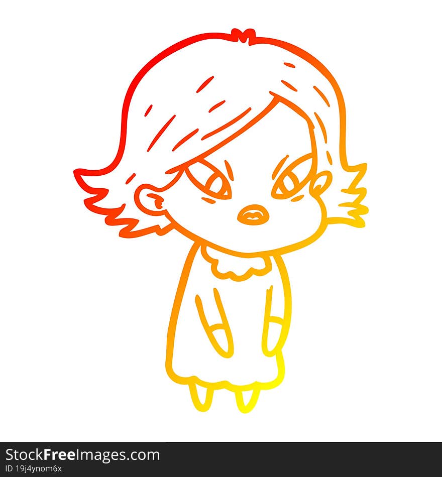 warm gradient line drawing cartoon stressed woman