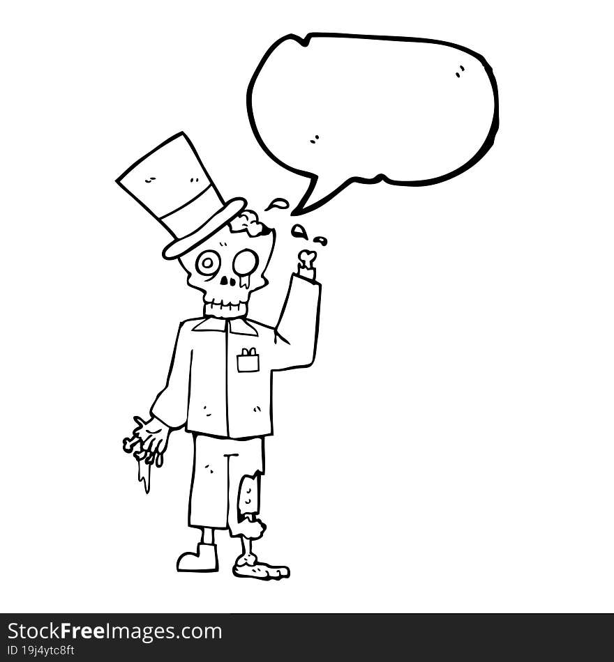 speech bubble cartoon posh zombie