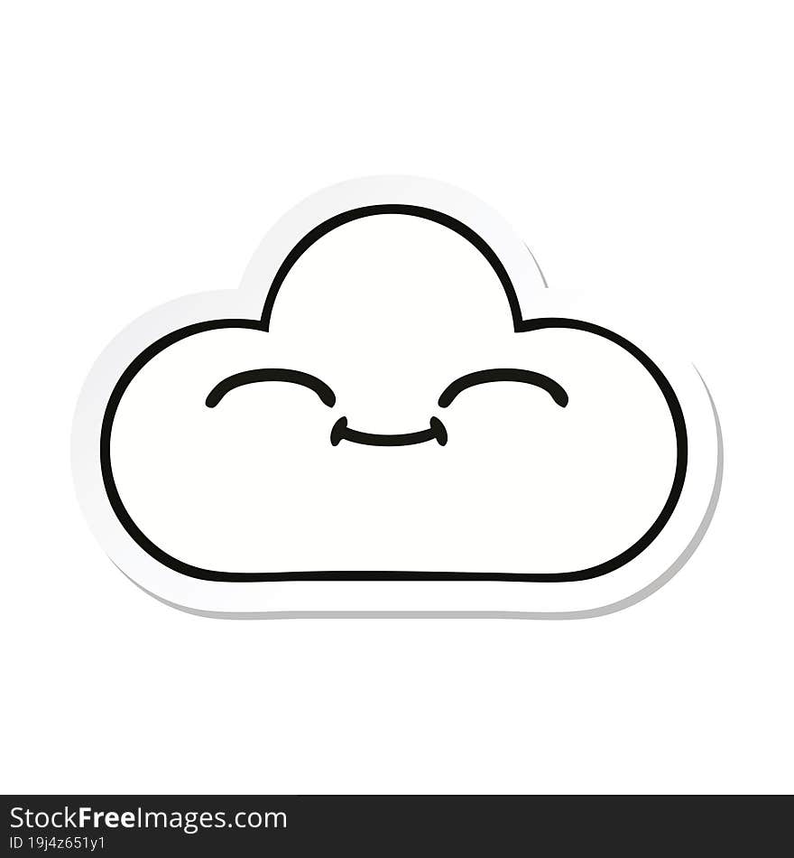 sticker of a cute cartoon white cloud