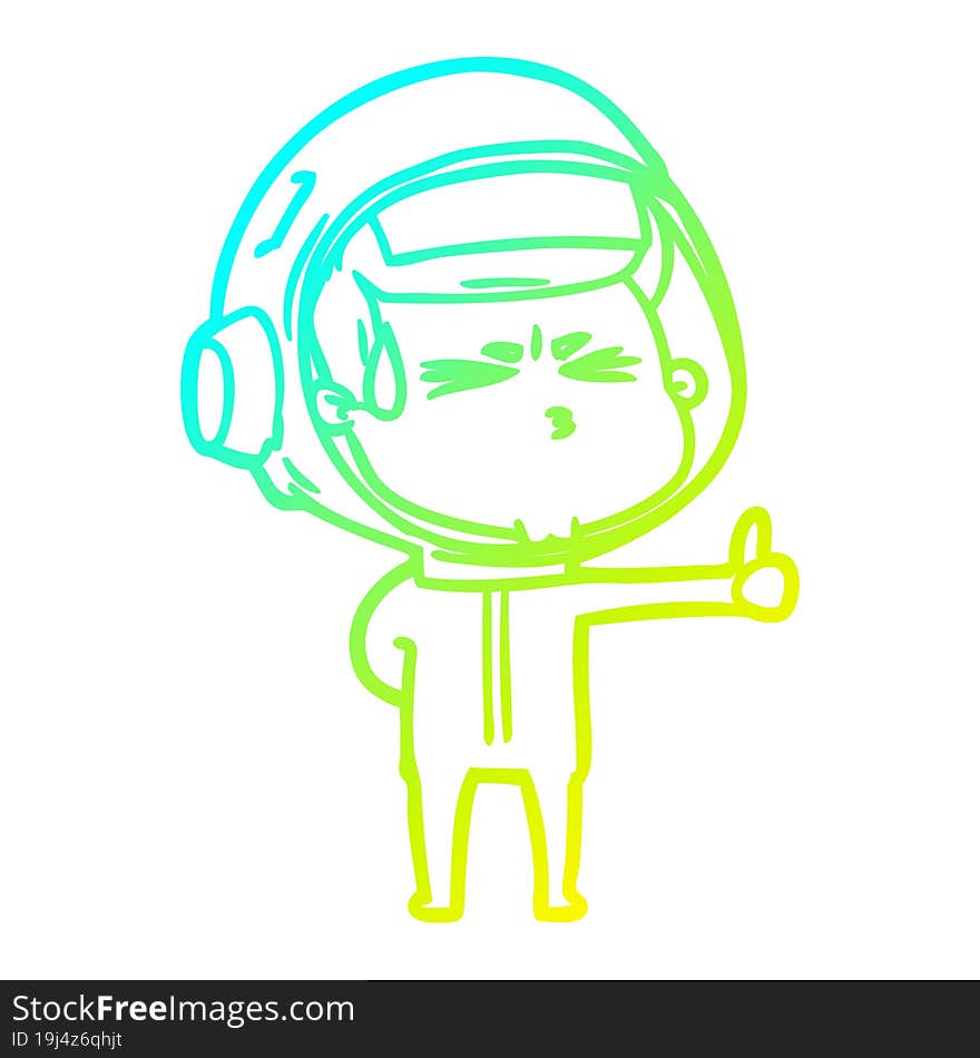 cold gradient line drawing cartoon stressed astronaut