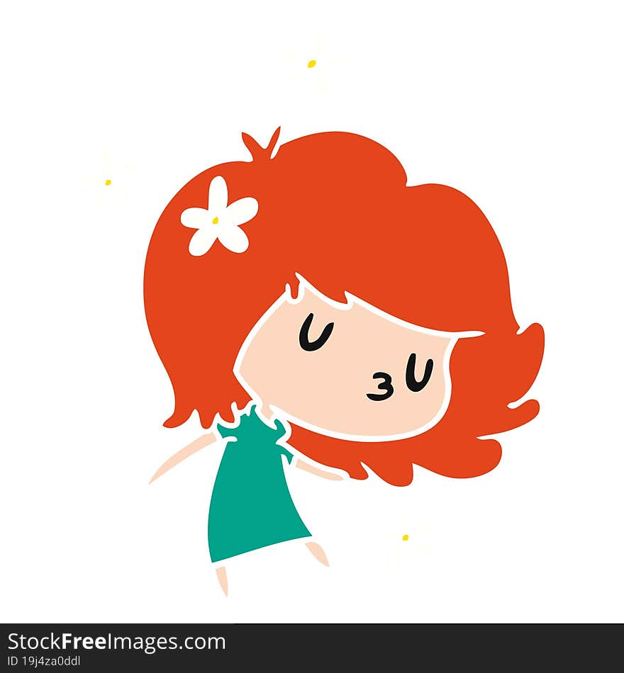 cartoon illustration of a cute kawaii girl. cartoon illustration of a cute kawaii girl