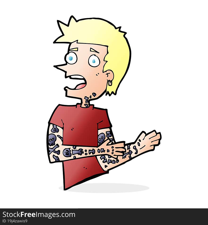 cartoon man with tattoos