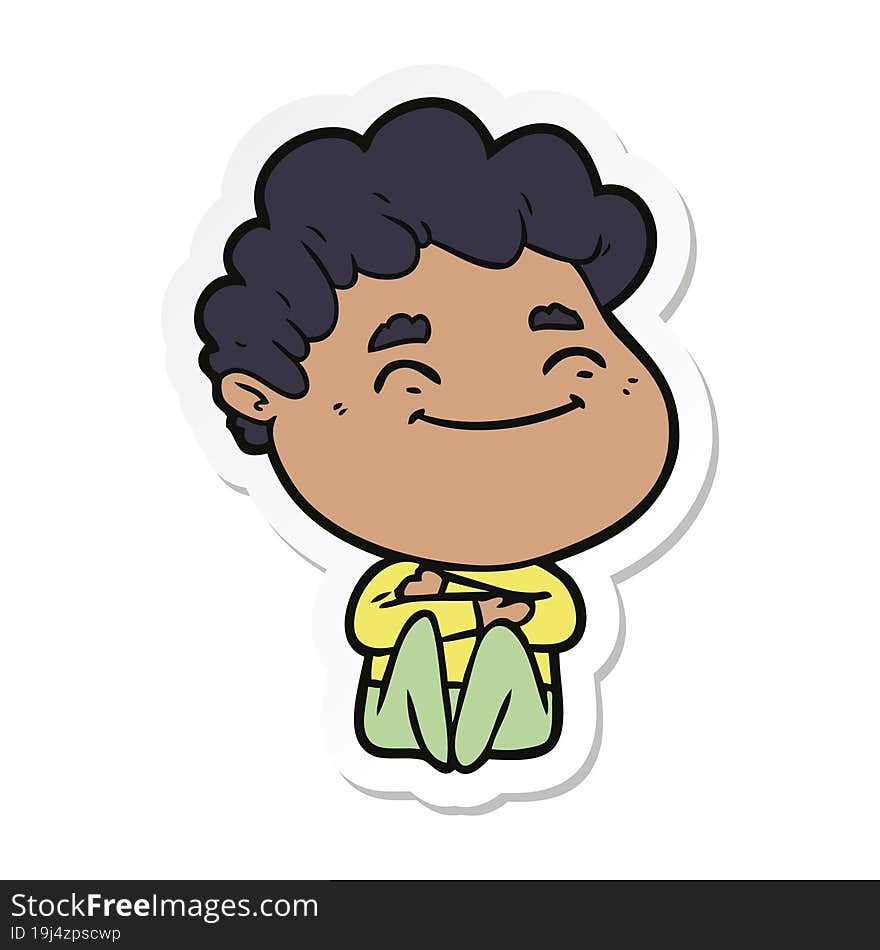 sticker of a cartoon friendly man