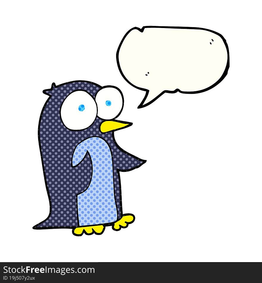 comic book speech bubble cartoon penguin