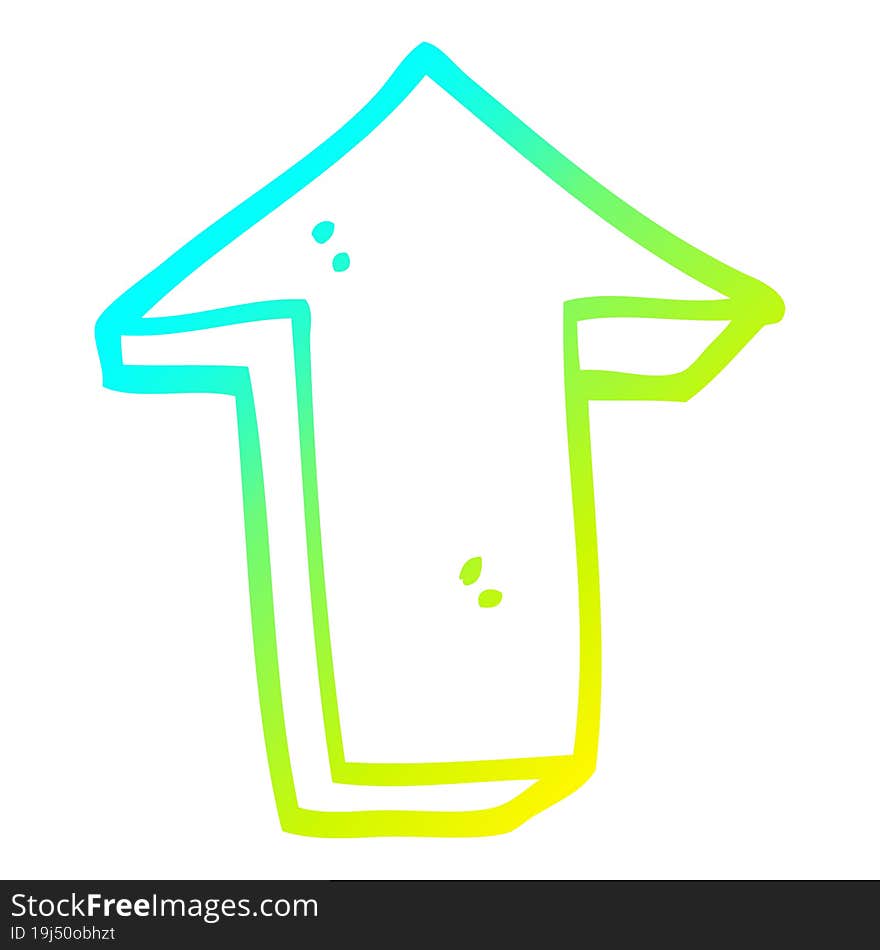 cold gradient line drawing cartoon arrow pointing direction