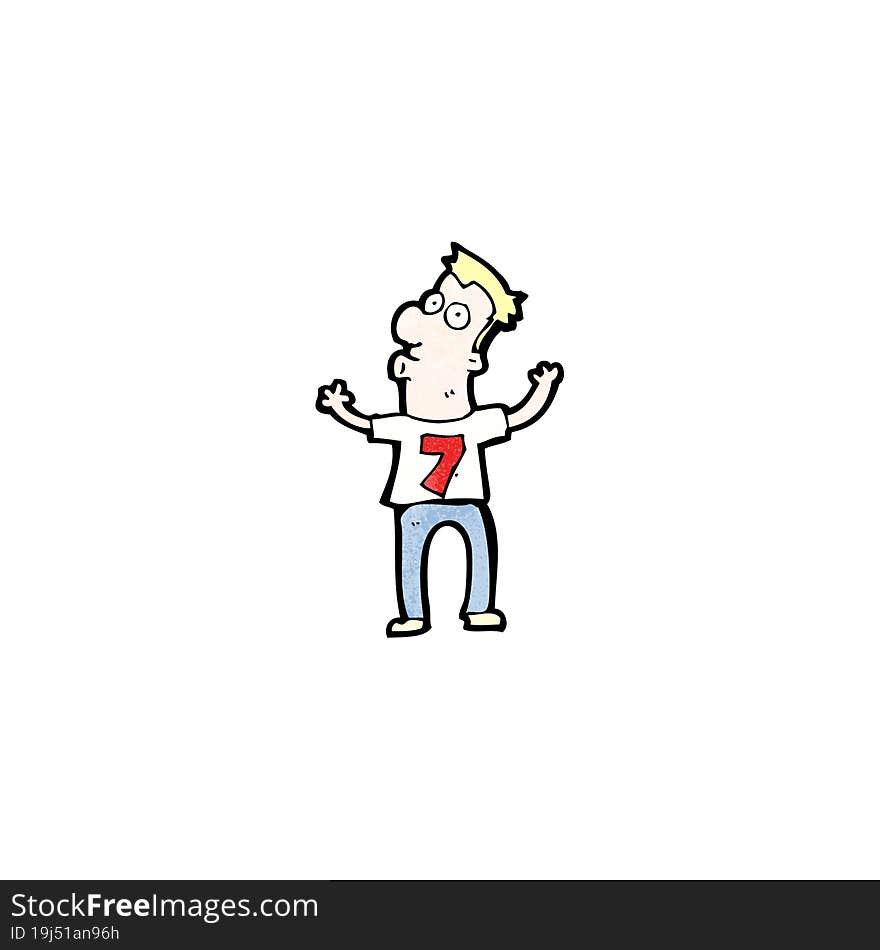 Cartoon Man In Shirt With Number Seven