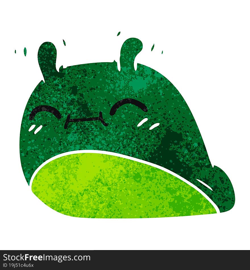 retro cartoon of a happy kawaii slug