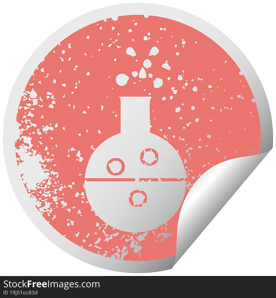 Distressed Circular Peeling Sticker Symbol Chemistry Tube