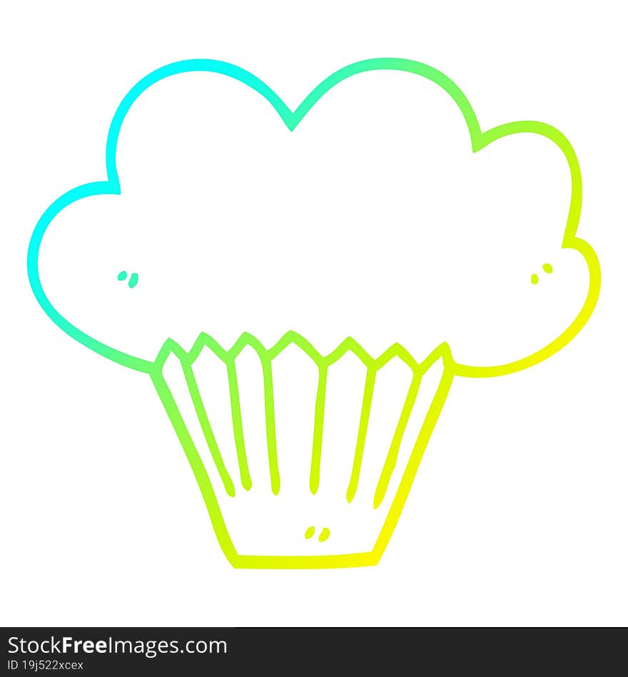 cold gradient line drawing cartoon cupcake