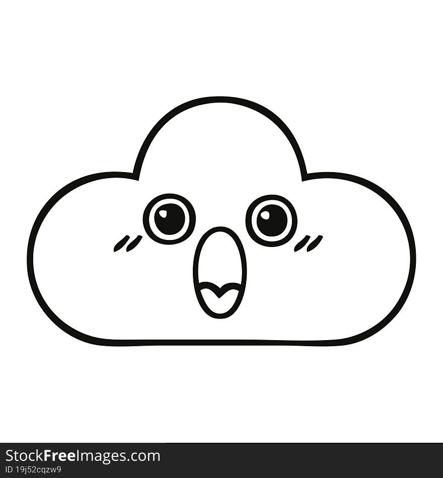 line drawing cartoon snow cloud