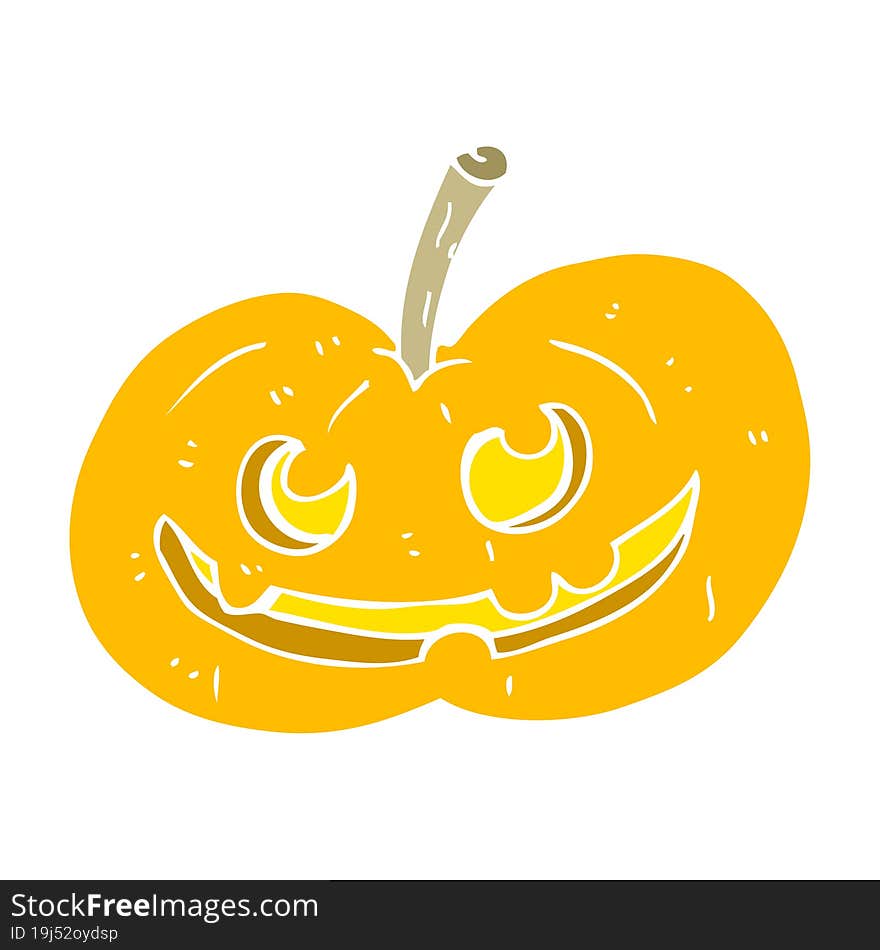 flat color illustration of a cartoon halloween pumpkin