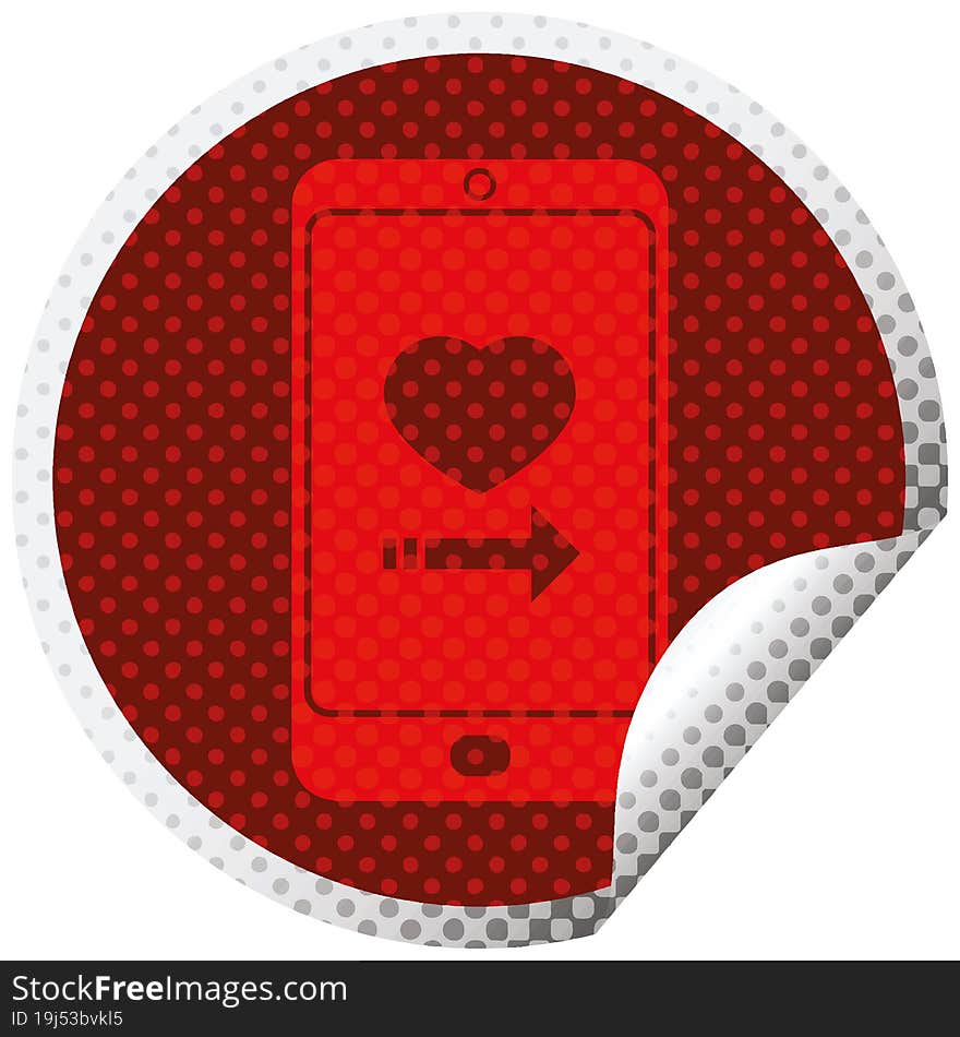 dating app on cell phone circular peeling sticker