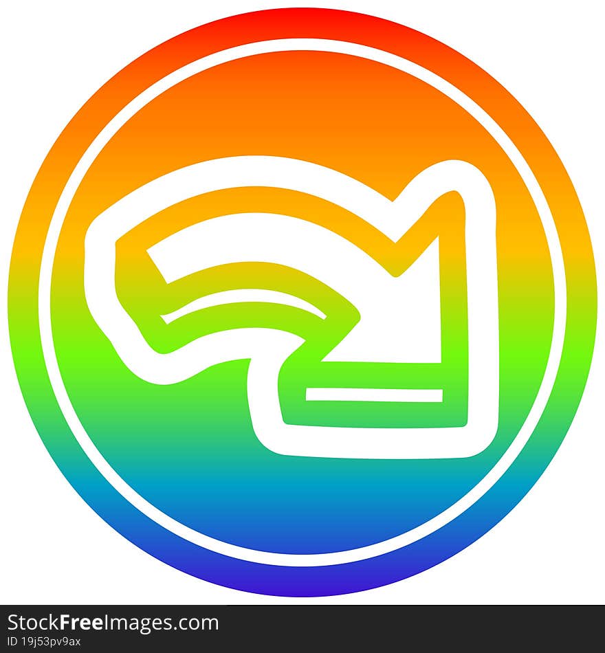 direction arrow circular icon with rainbow gradient finish. direction arrow circular icon with rainbow gradient finish