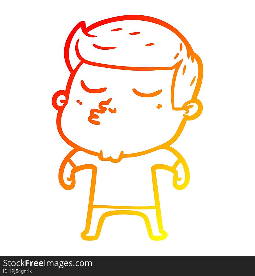 warm gradient line drawing cartoon model guy pouting