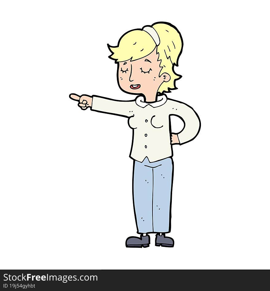 Cartoon Friendly Woman Pointing