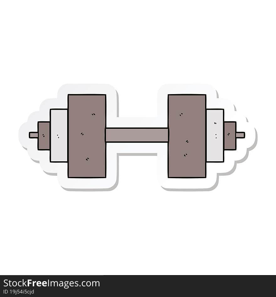 sticker of a cartoon dumbbell