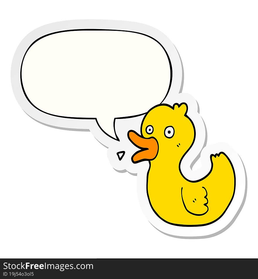 Cartoon Quacking Duck And Speech Bubble Sticker