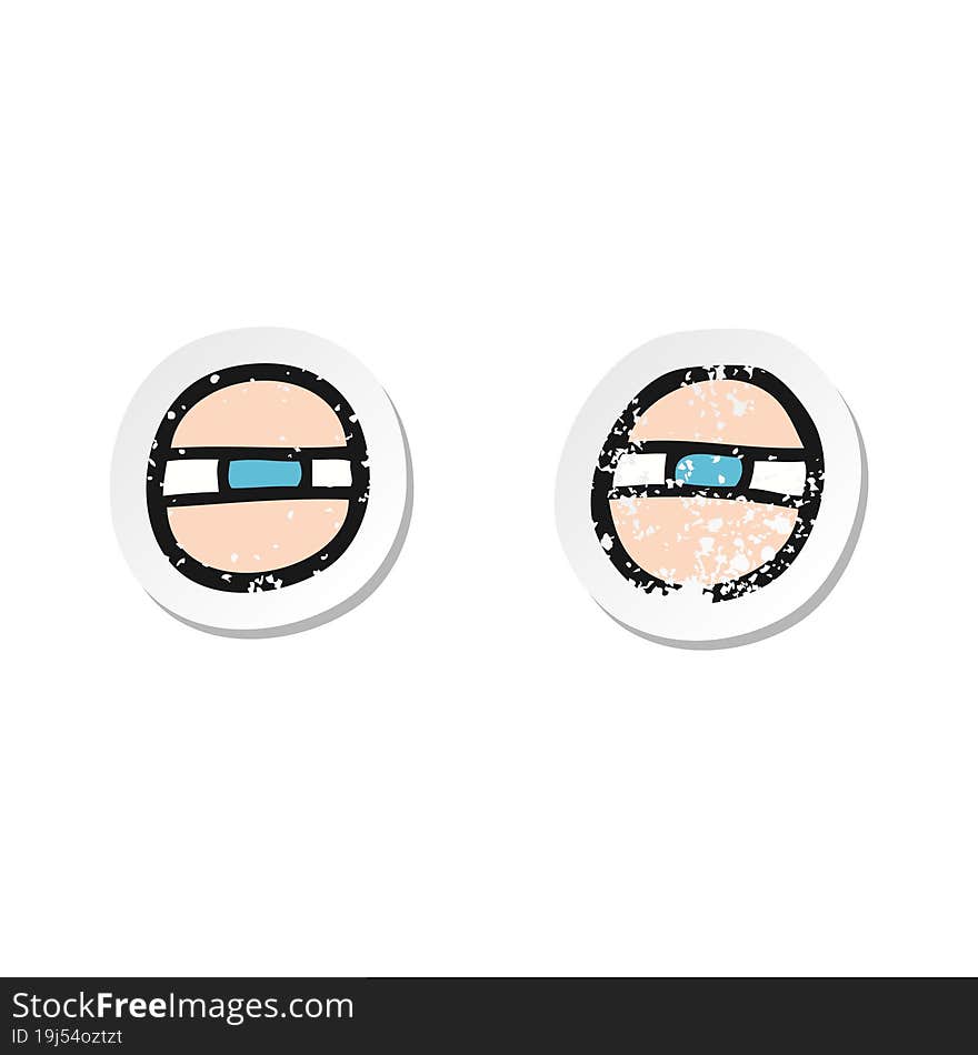 retro distressed sticker of a cartoon scowling eyes