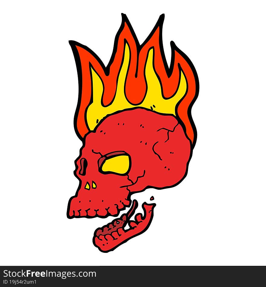 cartoon flaming skull