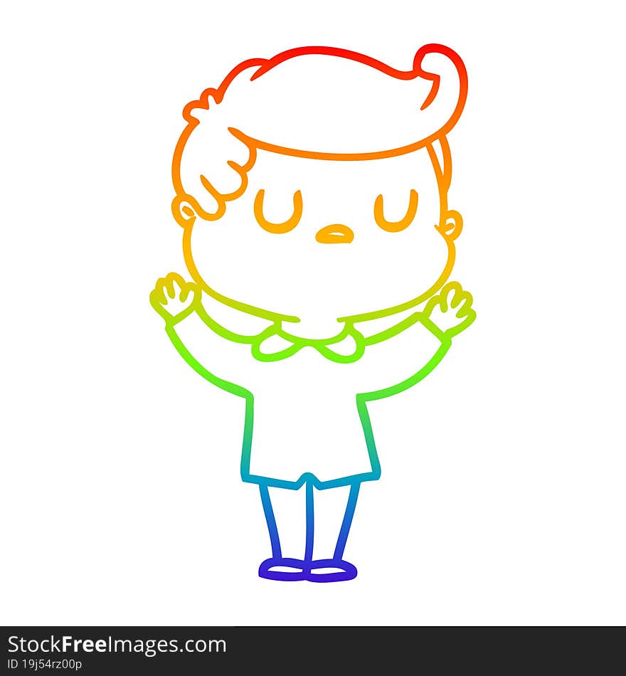 rainbow gradient line drawing cartoon aloof man