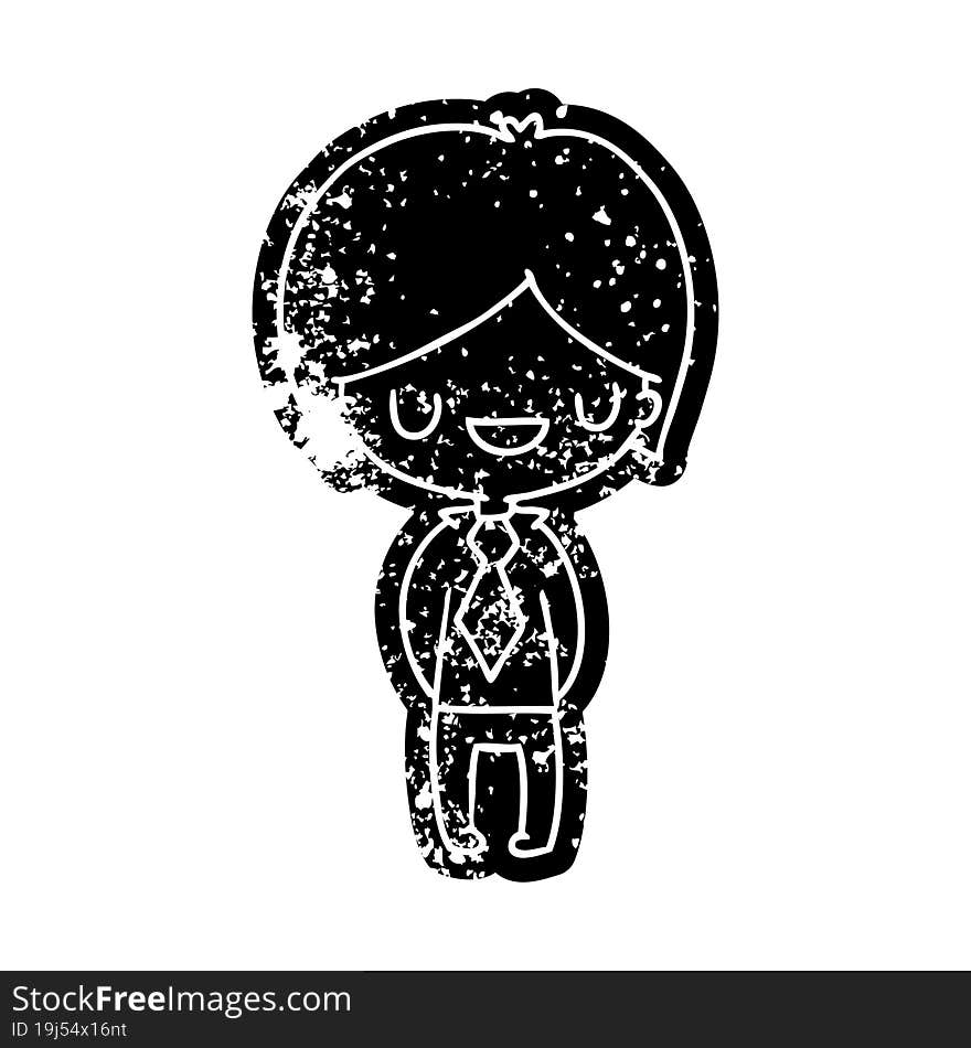 grunge distressed icon of a kawaii cute boy. grunge distressed icon of a kawaii cute boy