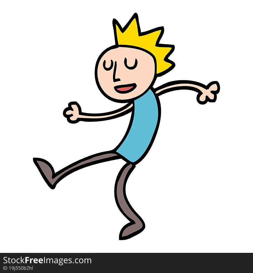 Hand Drawn Doodle Style Cartoon Dancing Man