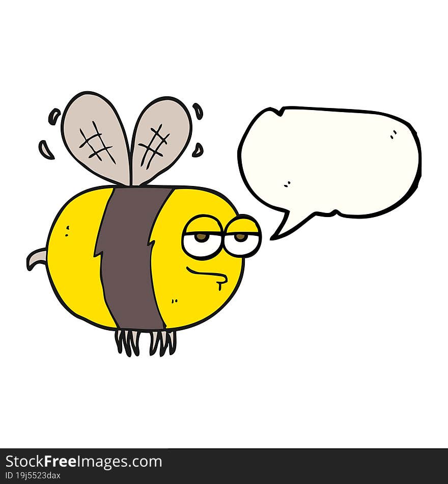 freehand drawn speech bubble cartoon unhappy bee