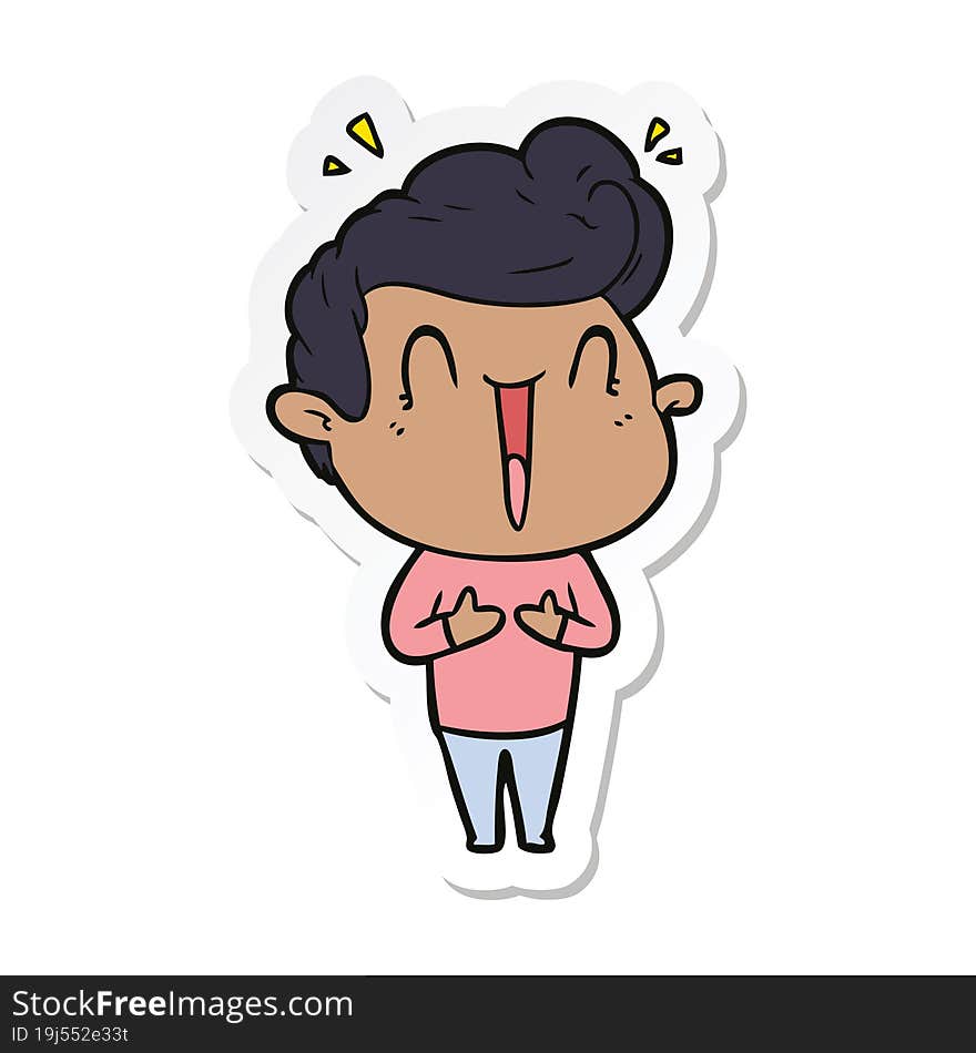 Sticker Of A Cartoon Excited Man