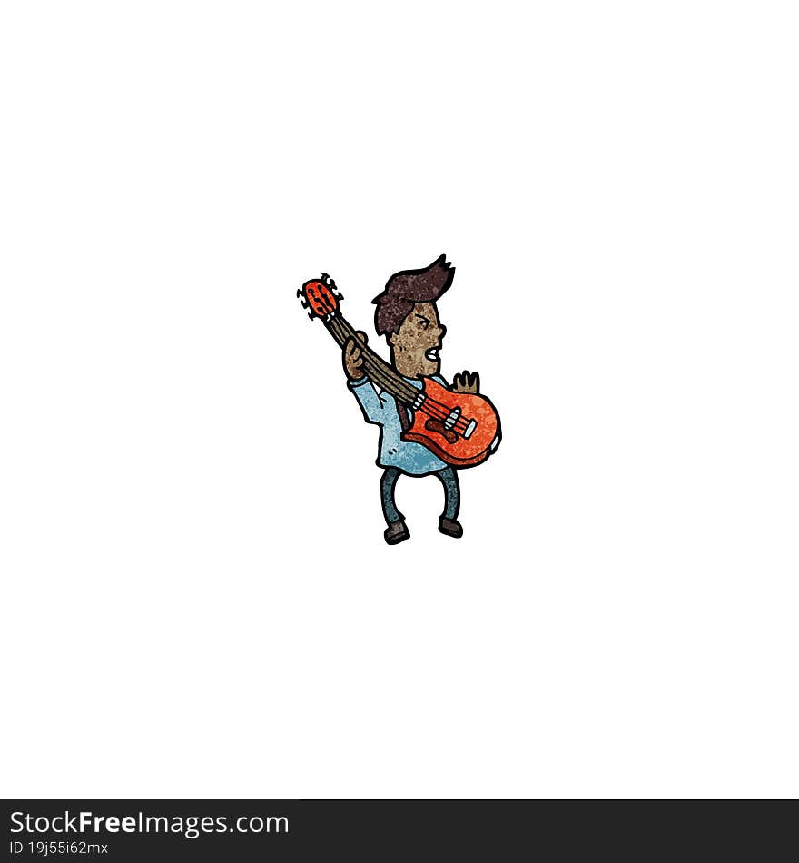 cartoon electric guitar player