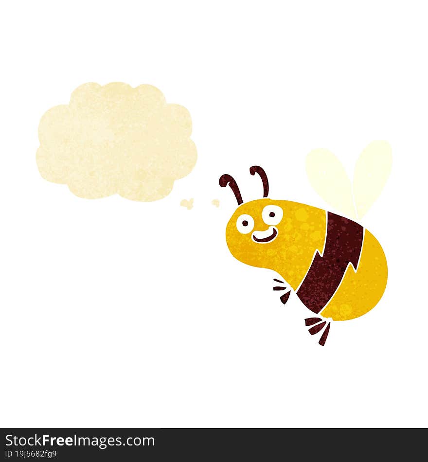 funny cartoon bee with thought bubble