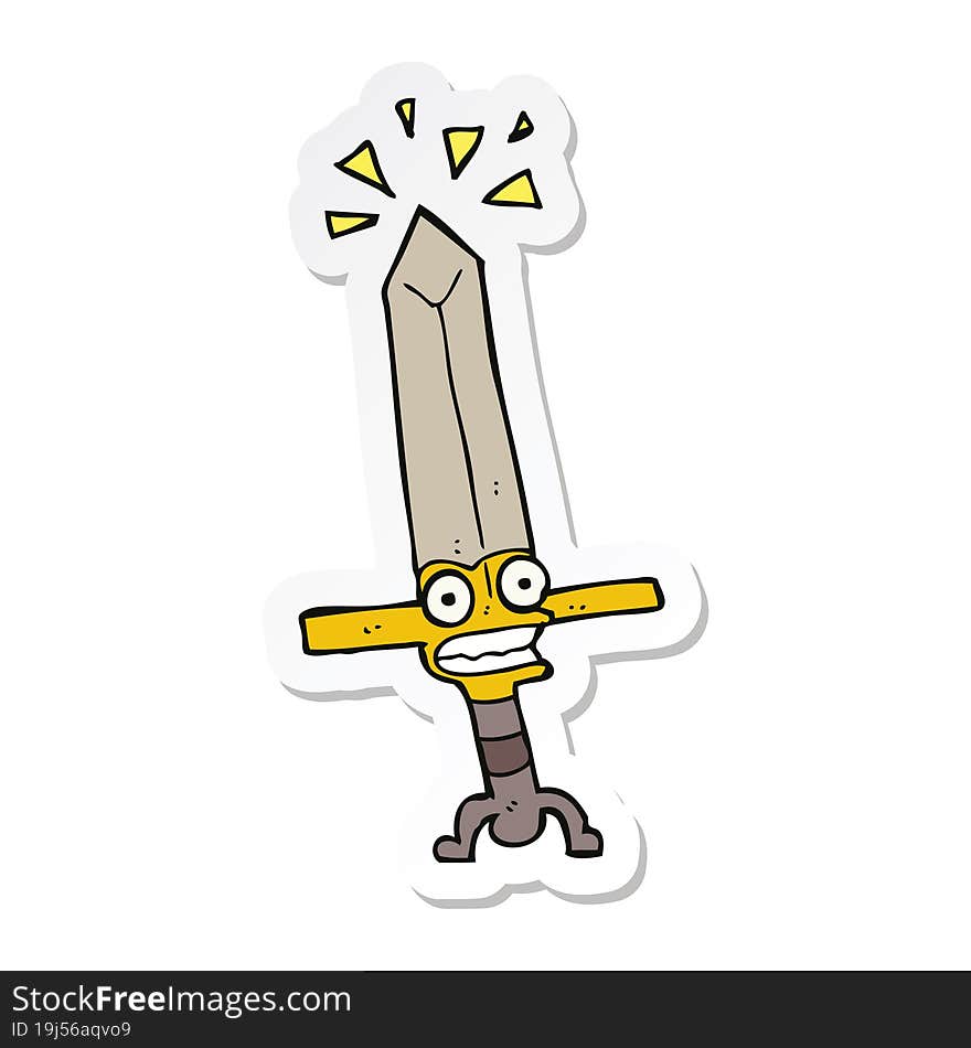 sticker of a cartoon magic sword