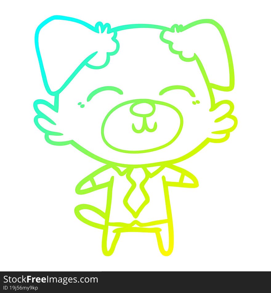 cold gradient line drawing cartoon dog manager