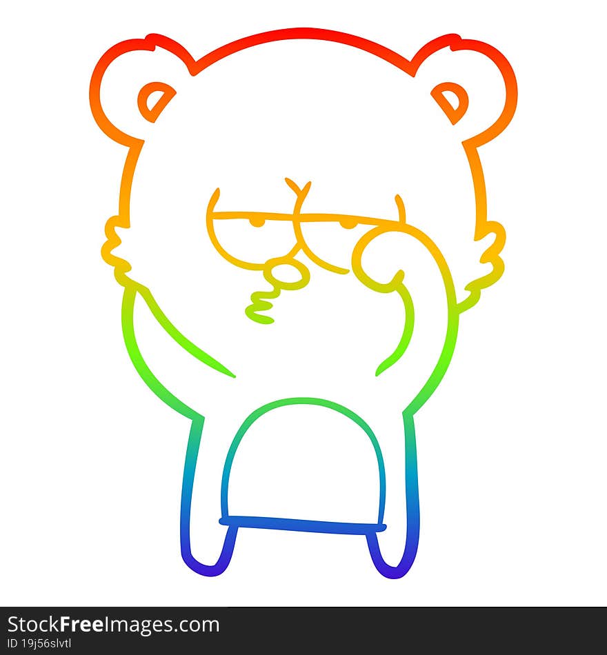 rainbow gradient line drawing bored bear cartoon