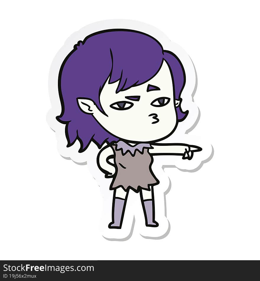 sticker of a cartoon vampire girl