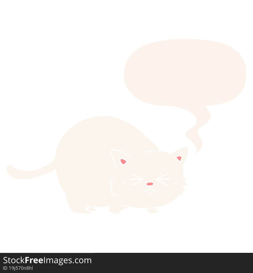 Cartoon Angry Cat And Speech Bubble In Retro Style