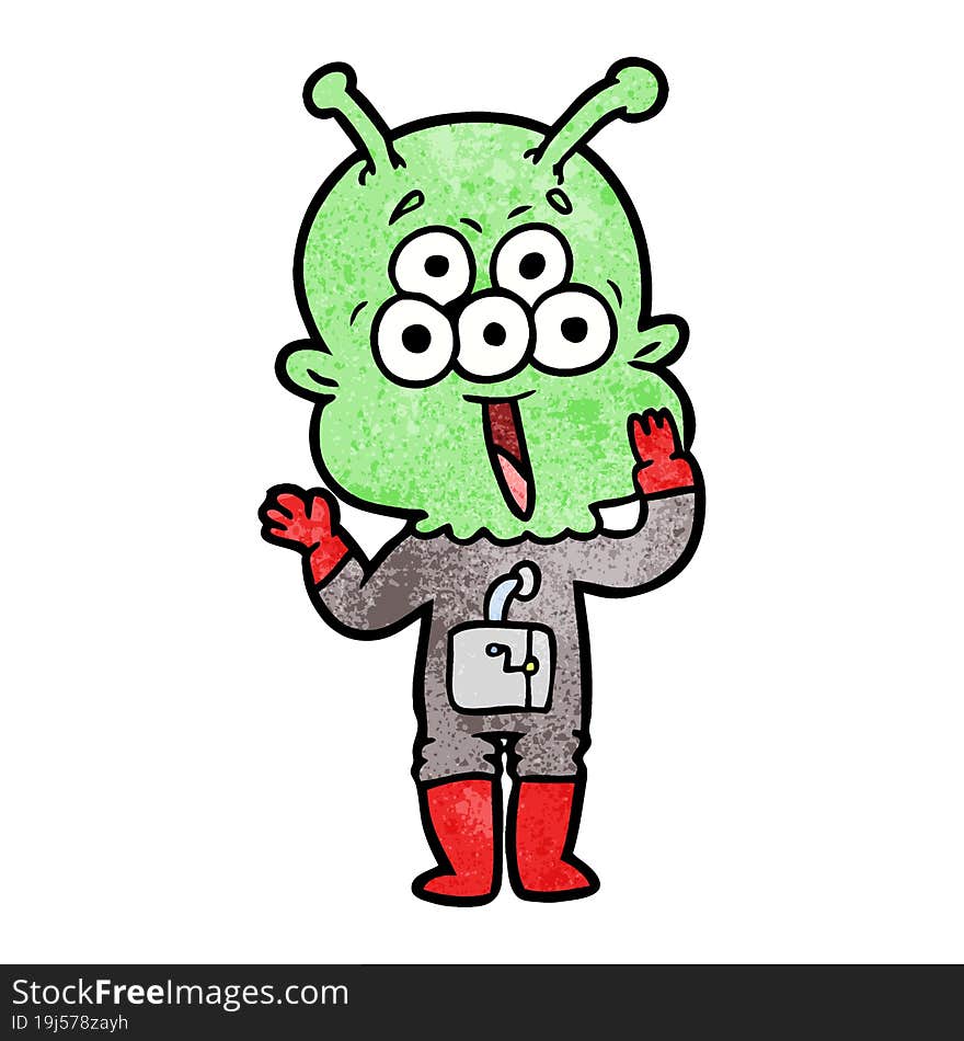 happy cartoon alien. happy cartoon alien