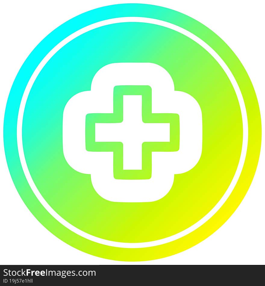 addition symbol circular in cold gradient spectrum