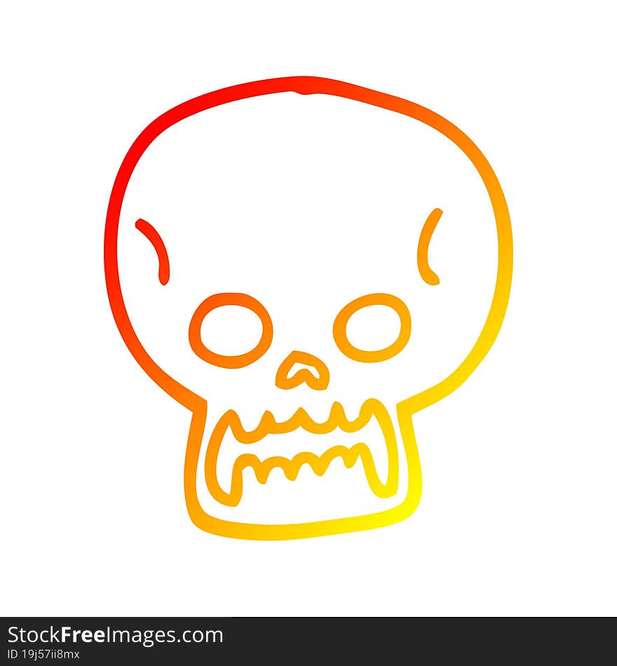 warm gradient line drawing cartoon halloween skull