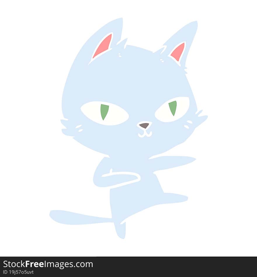 flat color style cartoon cat dancing