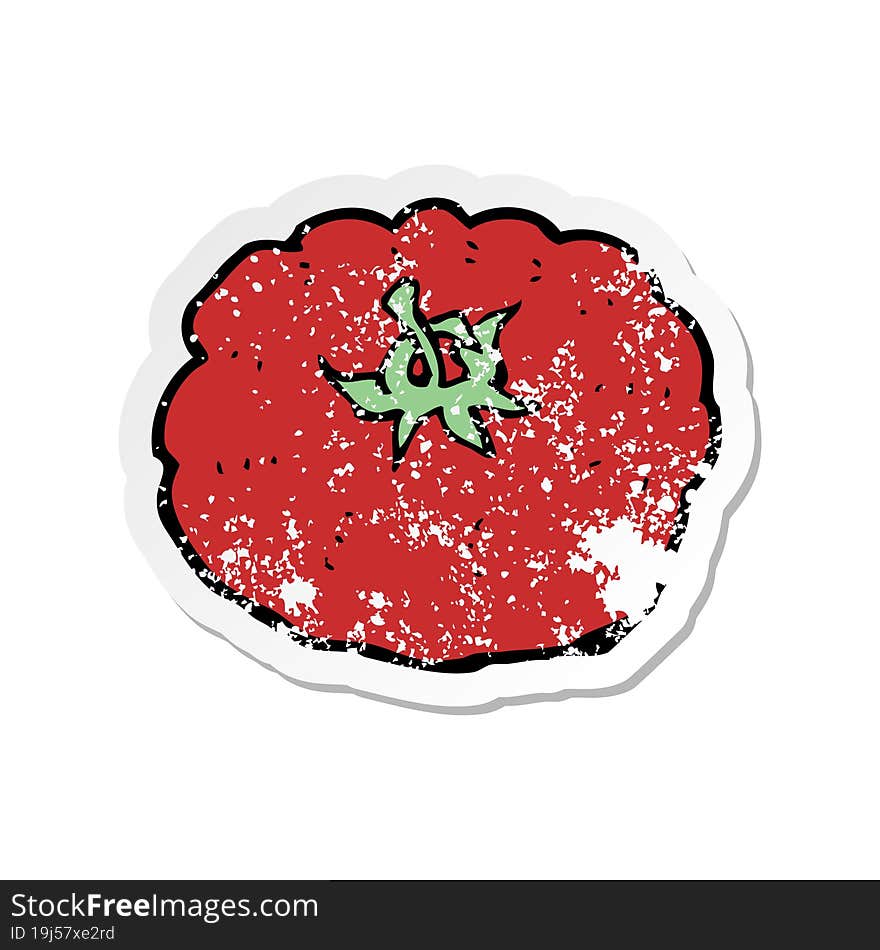 retro distressed sticker of a cartoon tomato