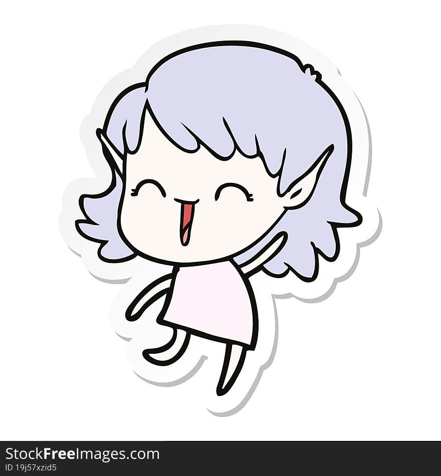 sticker of a cartoon elf girl