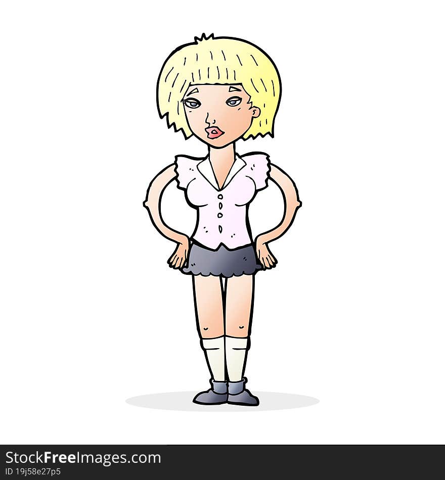 Cartoon Woman With Hands On Hips