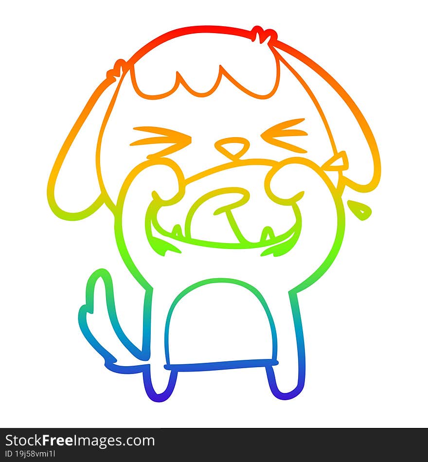 Rainbow Gradient Line Drawing Cute Cartoon Dog Barking