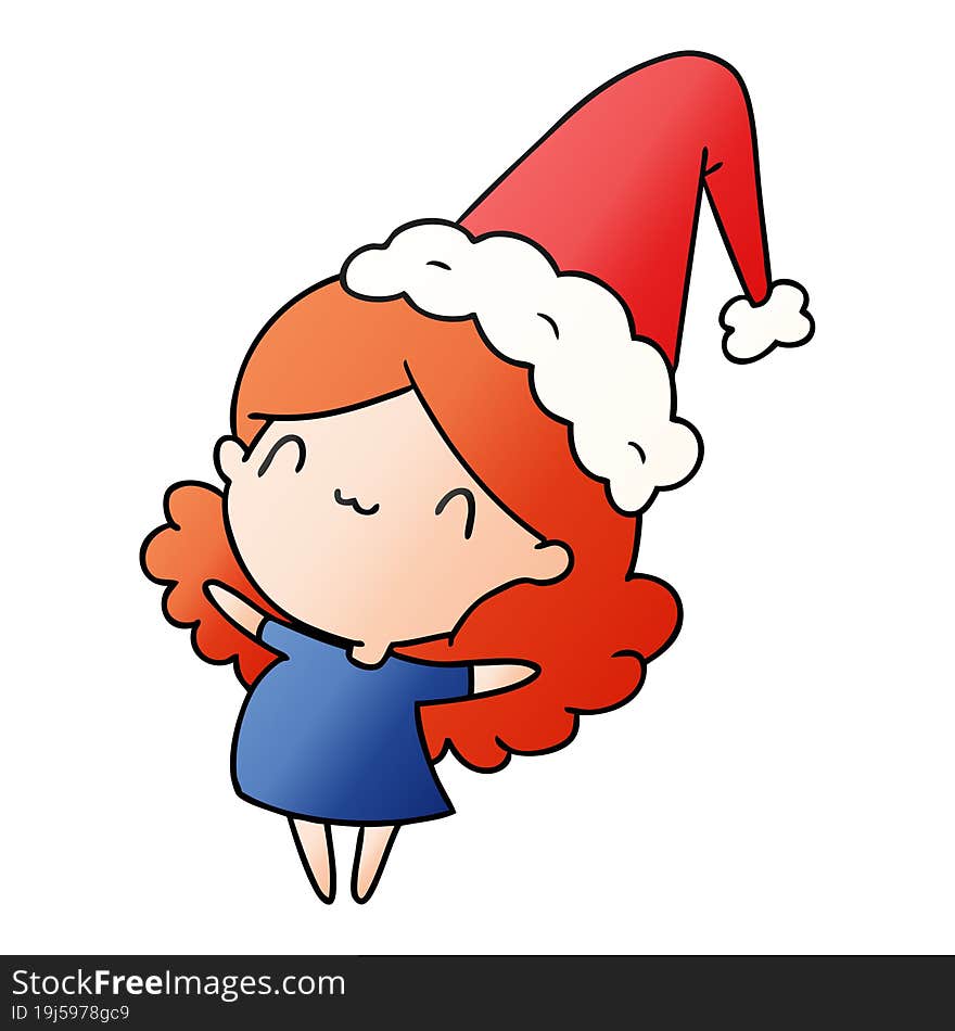 christmas gradient cartoon of kawaii girl